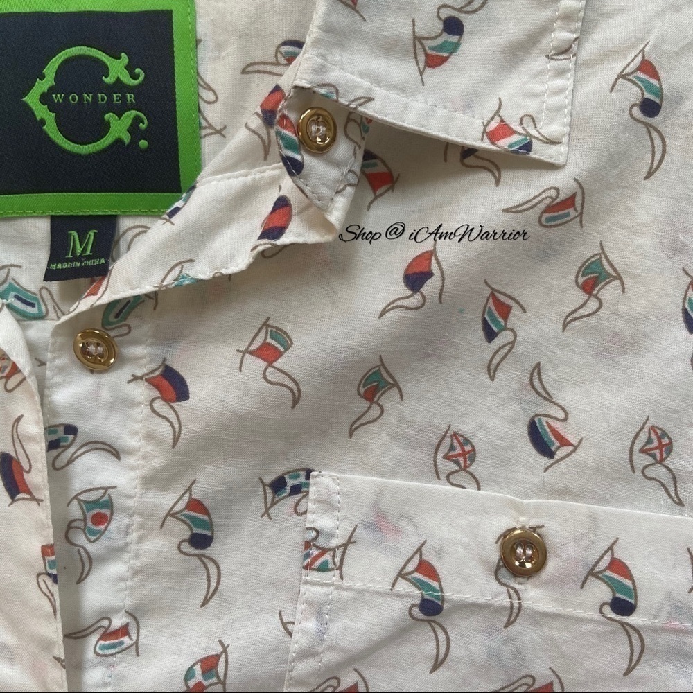 C.Wonder Nautical Flag Print Button Down Shirt *S… - image 4